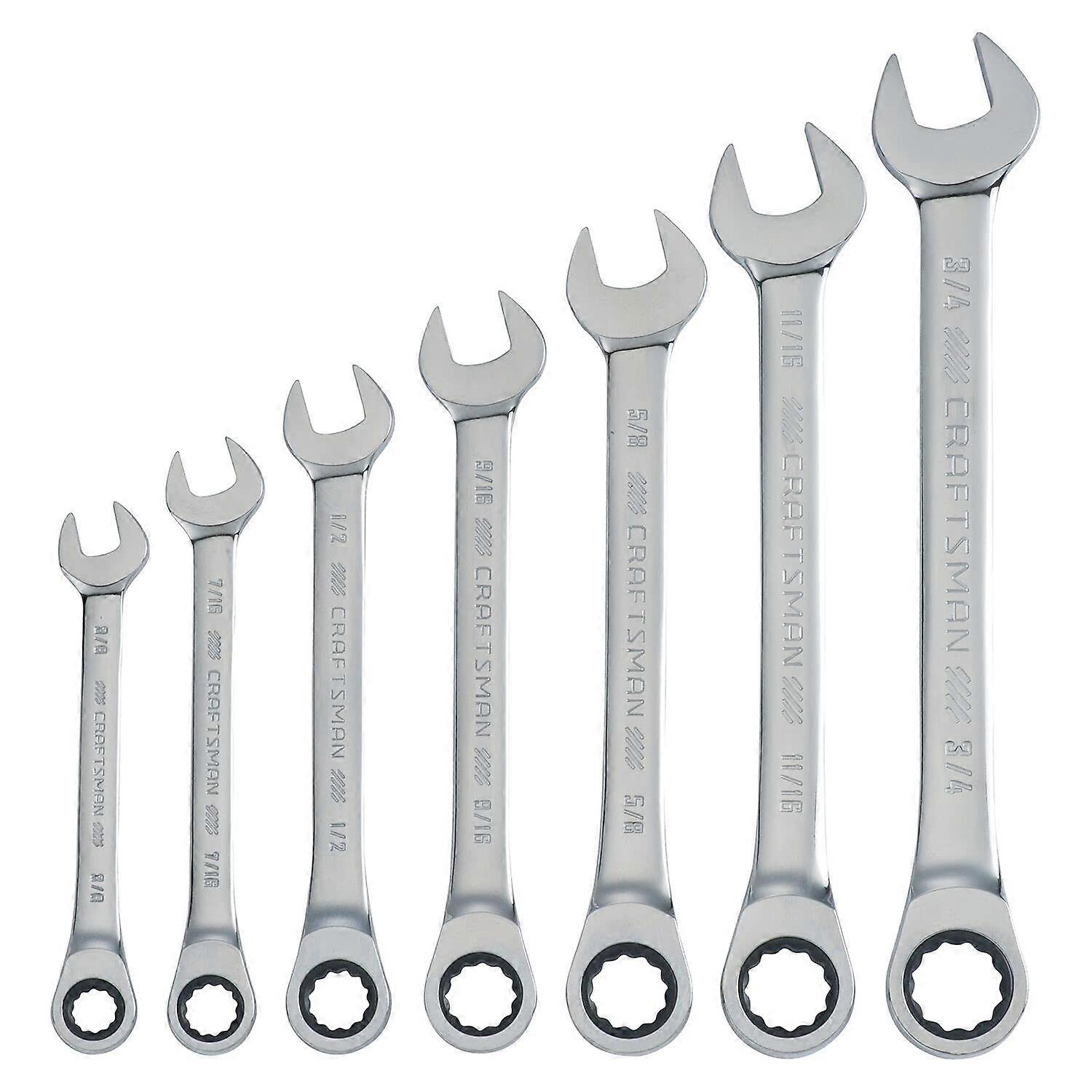 7 Piece Combination Ratcheting Wrench Set
