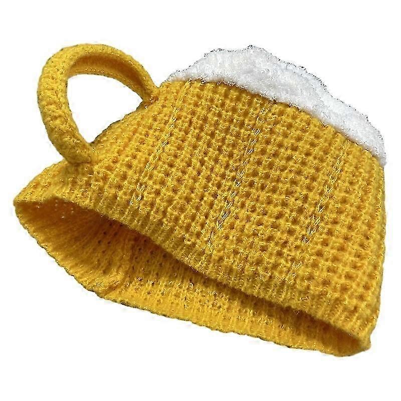 Fun 3D beer mug hat warm unisex knitted beanie