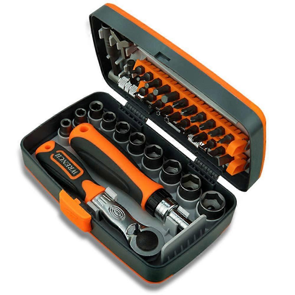 38 in 1 Household Labor Saving Ratchet Bit Set Multipurpose Kit Tool Hardware Tools Combination Wrenches Toolbox Hand Tool Sets