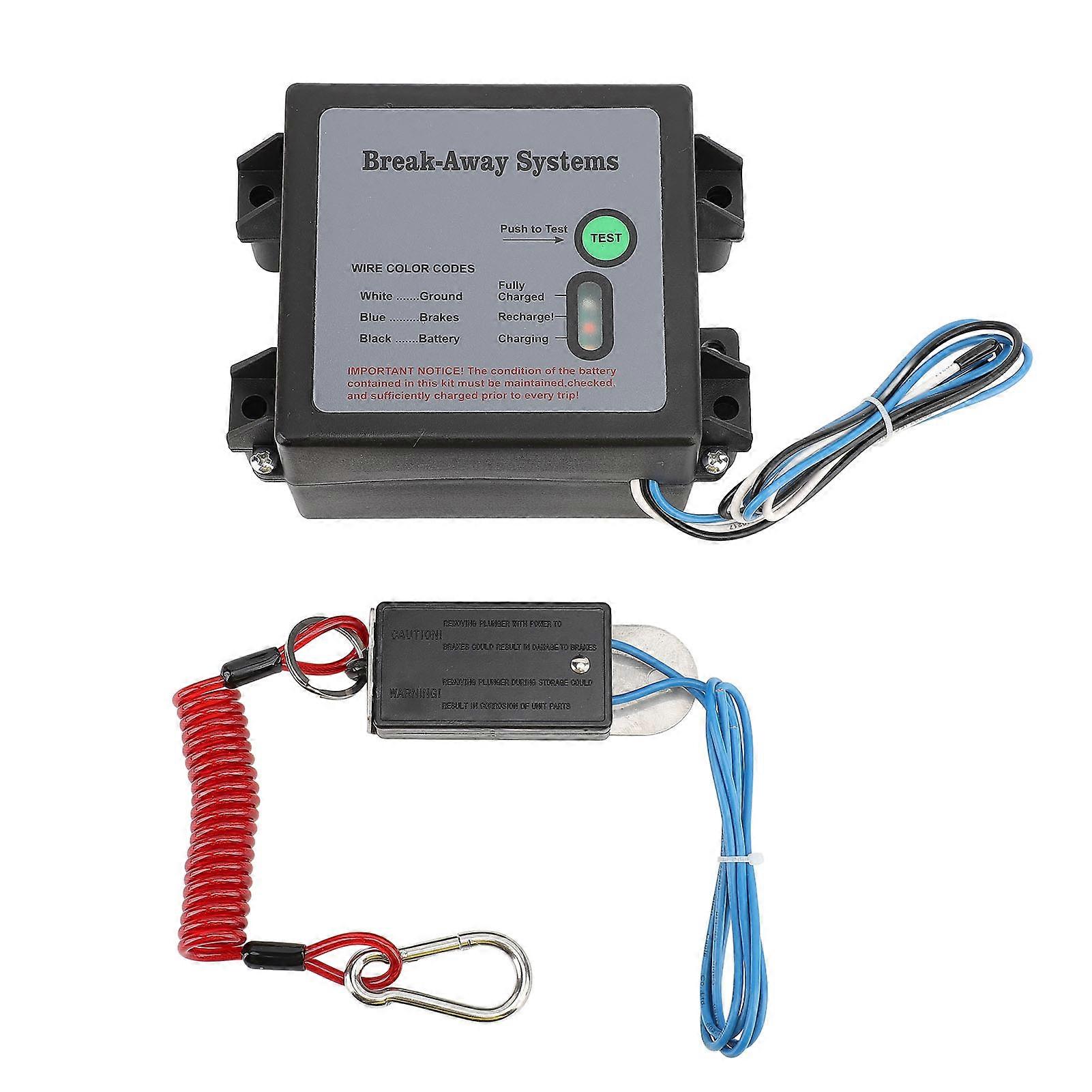 12V Breakaway Kit Universal LED Indicator Electric Trailer Brake Break Away System with Red Spring Switch
