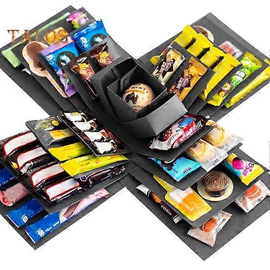 Explosion Presentförpackning 5-lagers mellanmål Explosion Box DIY Scrapbooking Box för årsdag Alla hjärtans dag bröllop gåva