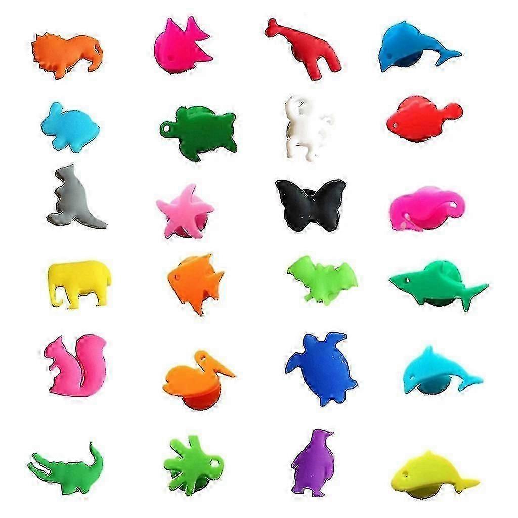 مجموعة علامات زجاج النبيذ من 24 بحريا أرضيا سحر زجاجي من السيليكون علامات تسميات كأس التعريف علامات لملحقات شريط الحفلة- Goo