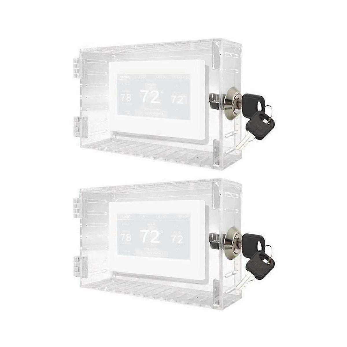Universal Thermostat Lock Box with Key,Clear Thermostat Cover for Thermostat on Wall,Thermostat Gua
