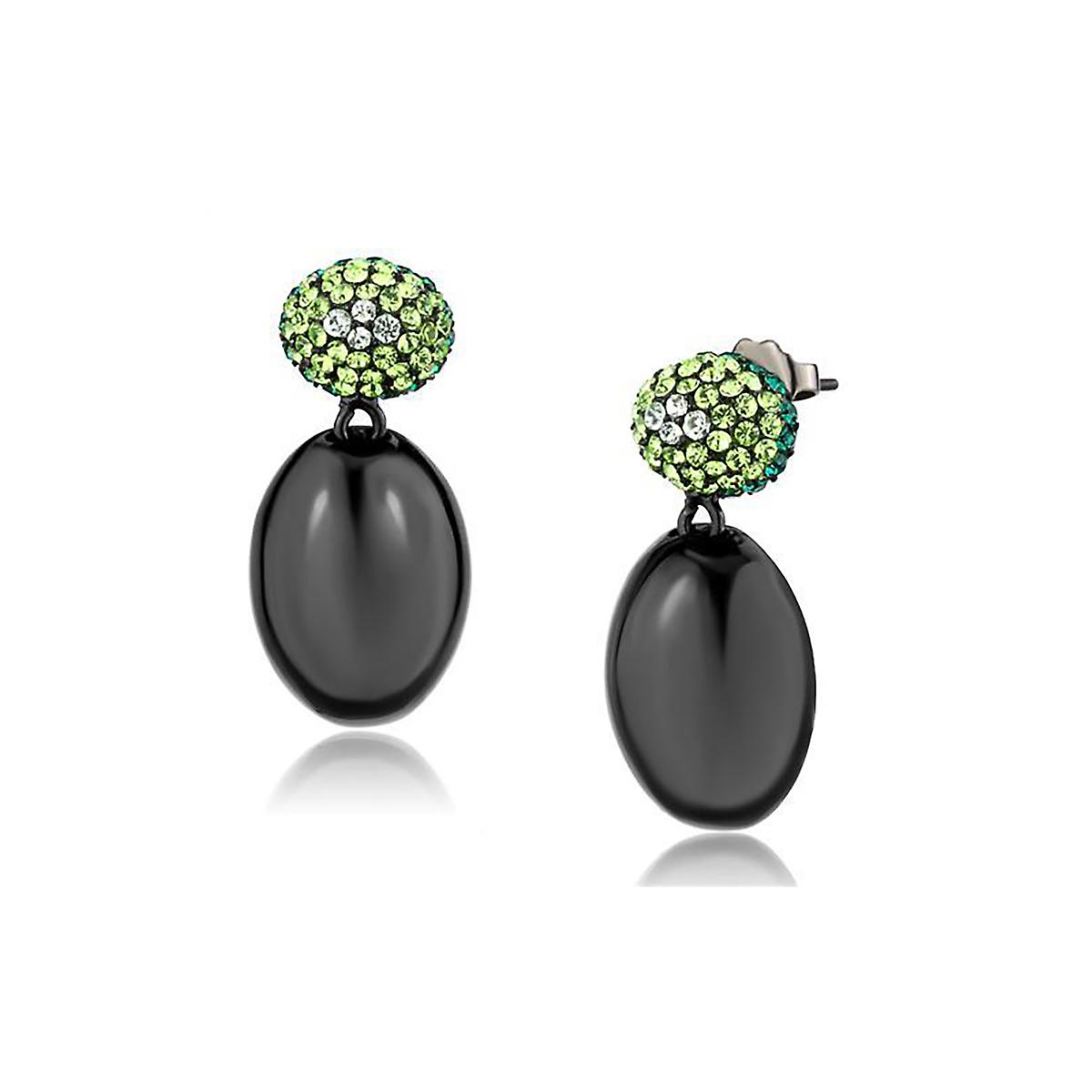 IP Black(Ion Plating) Stainless Steel Earrings with Top Grade Crystal in Multi Color for Women Multi Color Stone Color Style TK2786