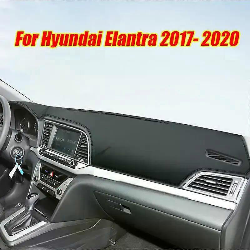 כיסוי לוח מחוונים עור שחור מחצלת מגן דאש מחצלת עבור יונדאי אלנטרה 2017-20