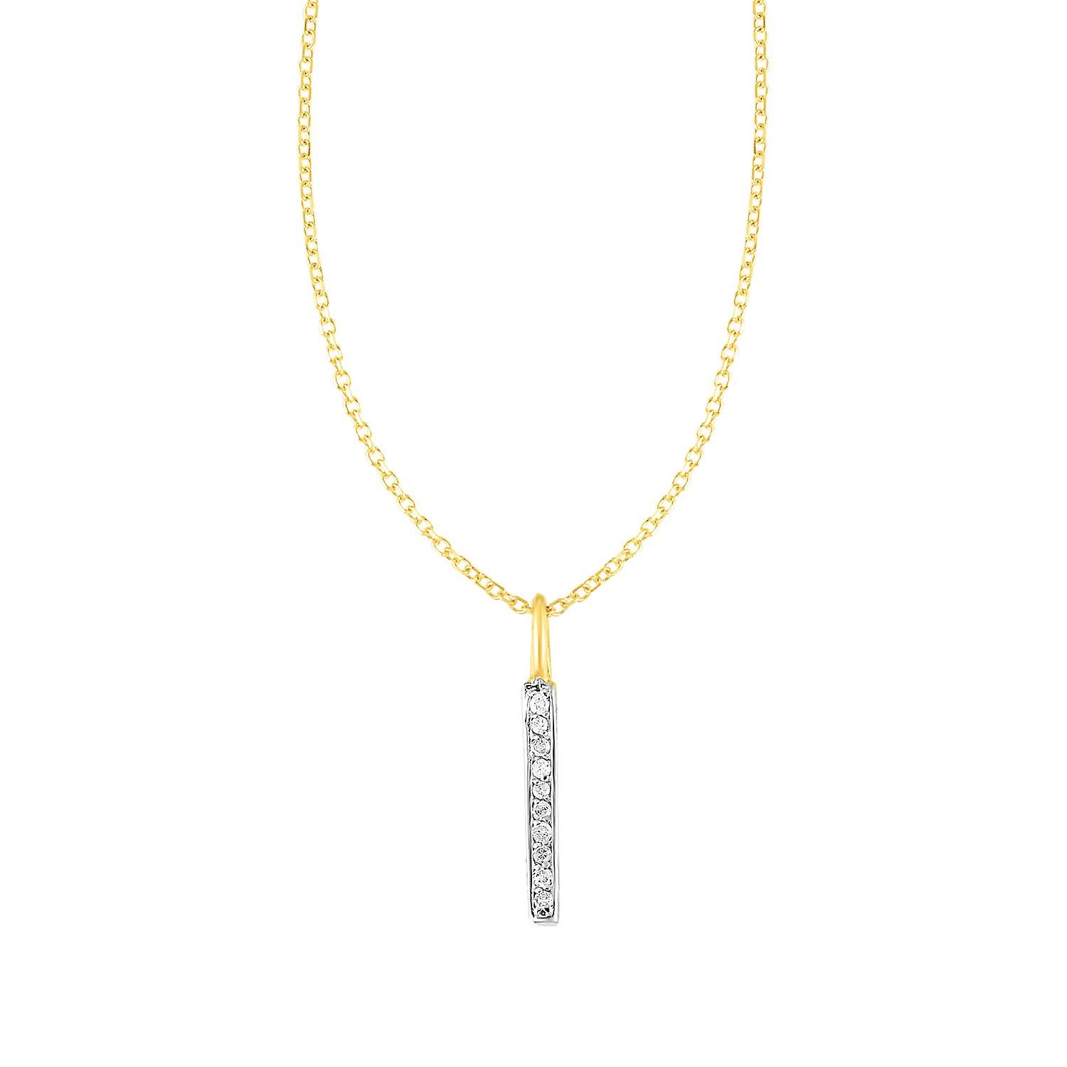 14k Yellow Gold Bar Pendant with Diamonds
