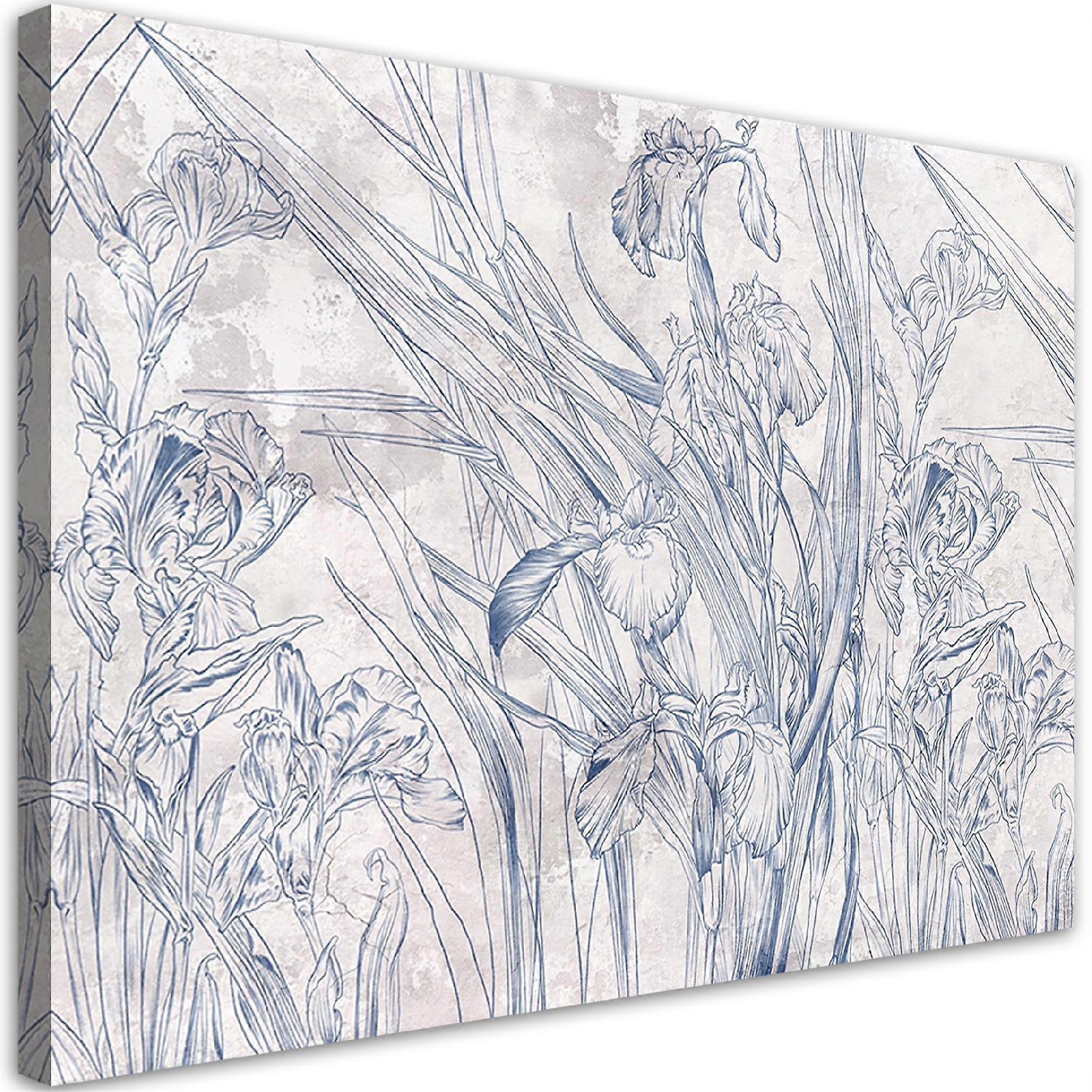 Leinwandbild, Blaue Iris Blumen - 90x60