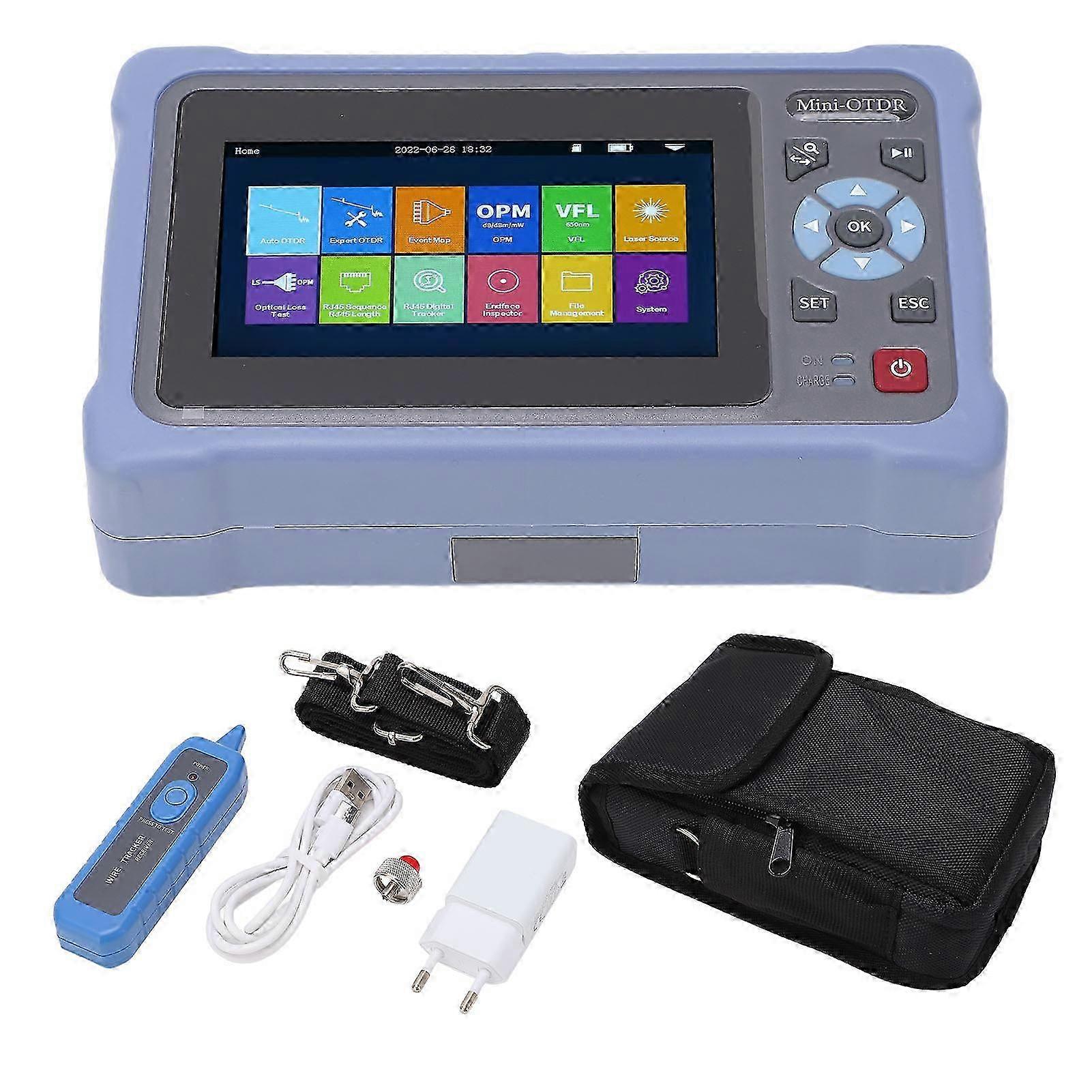 Optischer Netzwerktester OTDR Optisches Zeitbereichsreflektometer 4,3 Zoll Touchscreen EU-Stecker 110240V