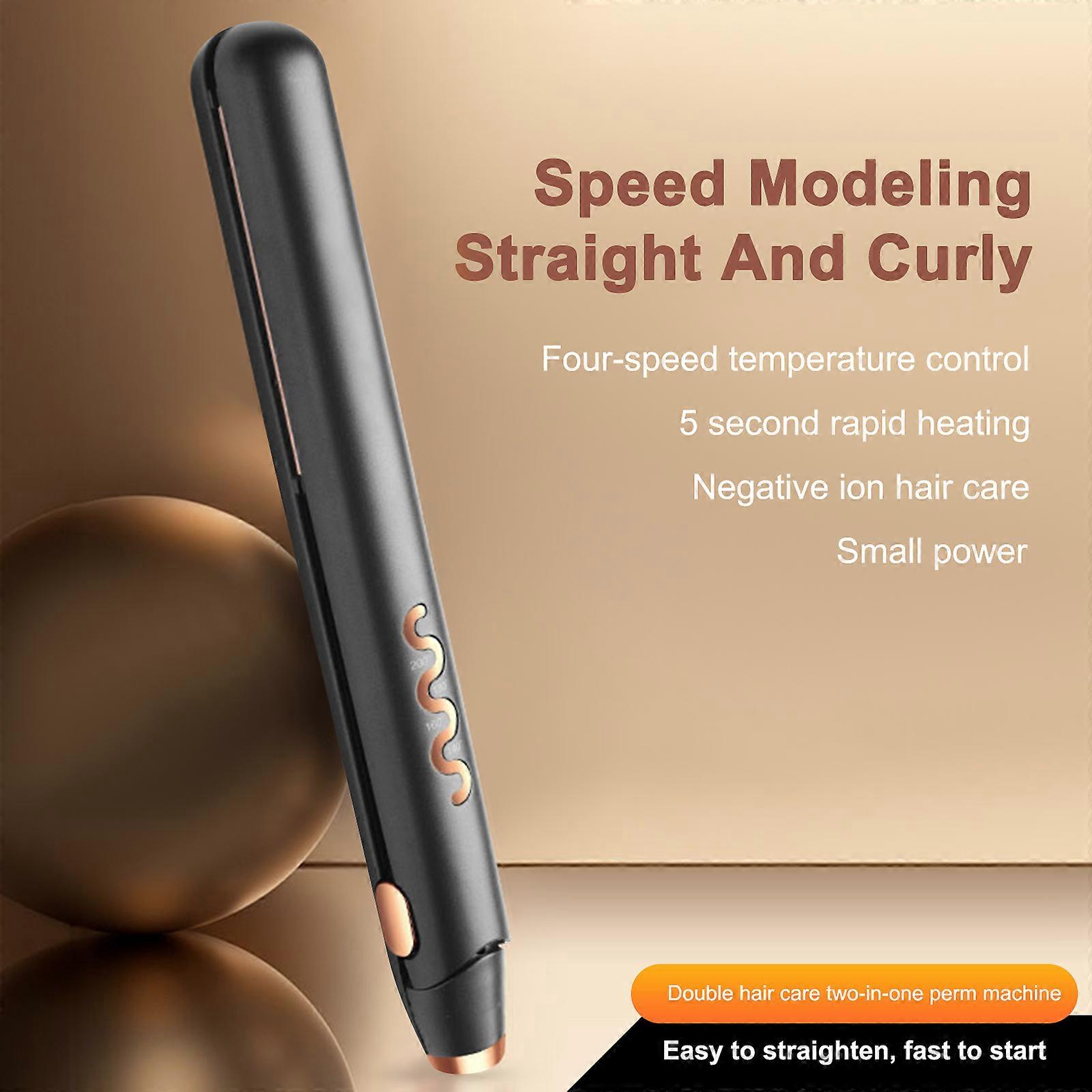 Women's Flat 2-in-1 Hair Straightener and Curling Iron with 3D Seamless Plate PTC Fast Heating Adjustable Temperature Settings