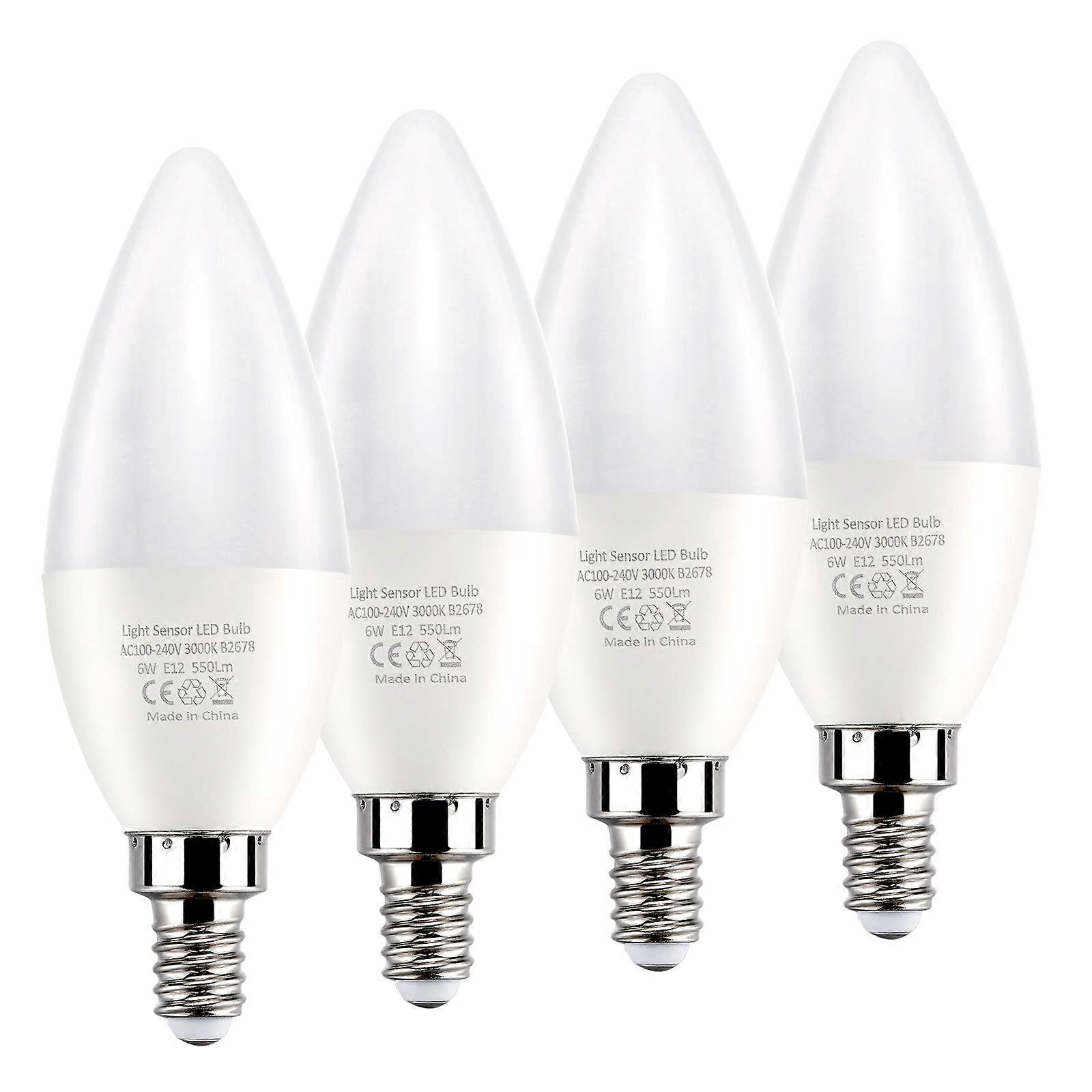 Dusk to Dawn Light Bulbs E12 Light Sensor Bulb 3000K Equivalent 60W,Auto On and Off