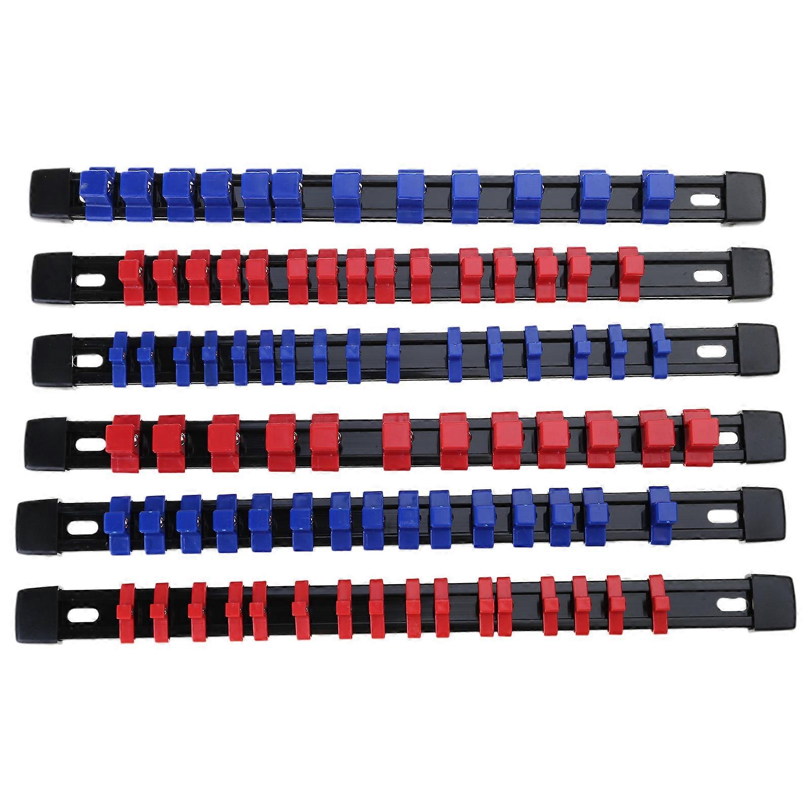 6PC 360° Swivel ABS Socket Organizer Drive Socket Holder 1/4 3/8 1/2 Drive Socket Clip Rail Racks Premium Socket Holders