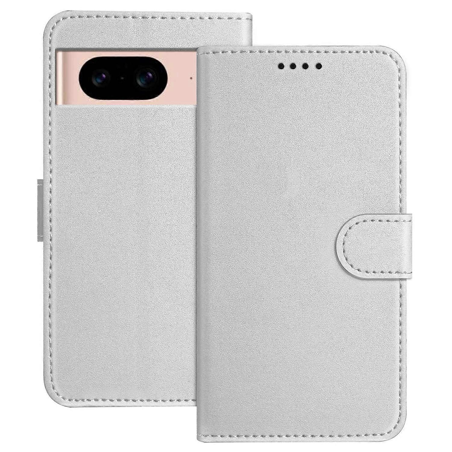 For Google Pixel 8a Leather Case Wallet Stand Solid Color Anti Drop Phone Cover