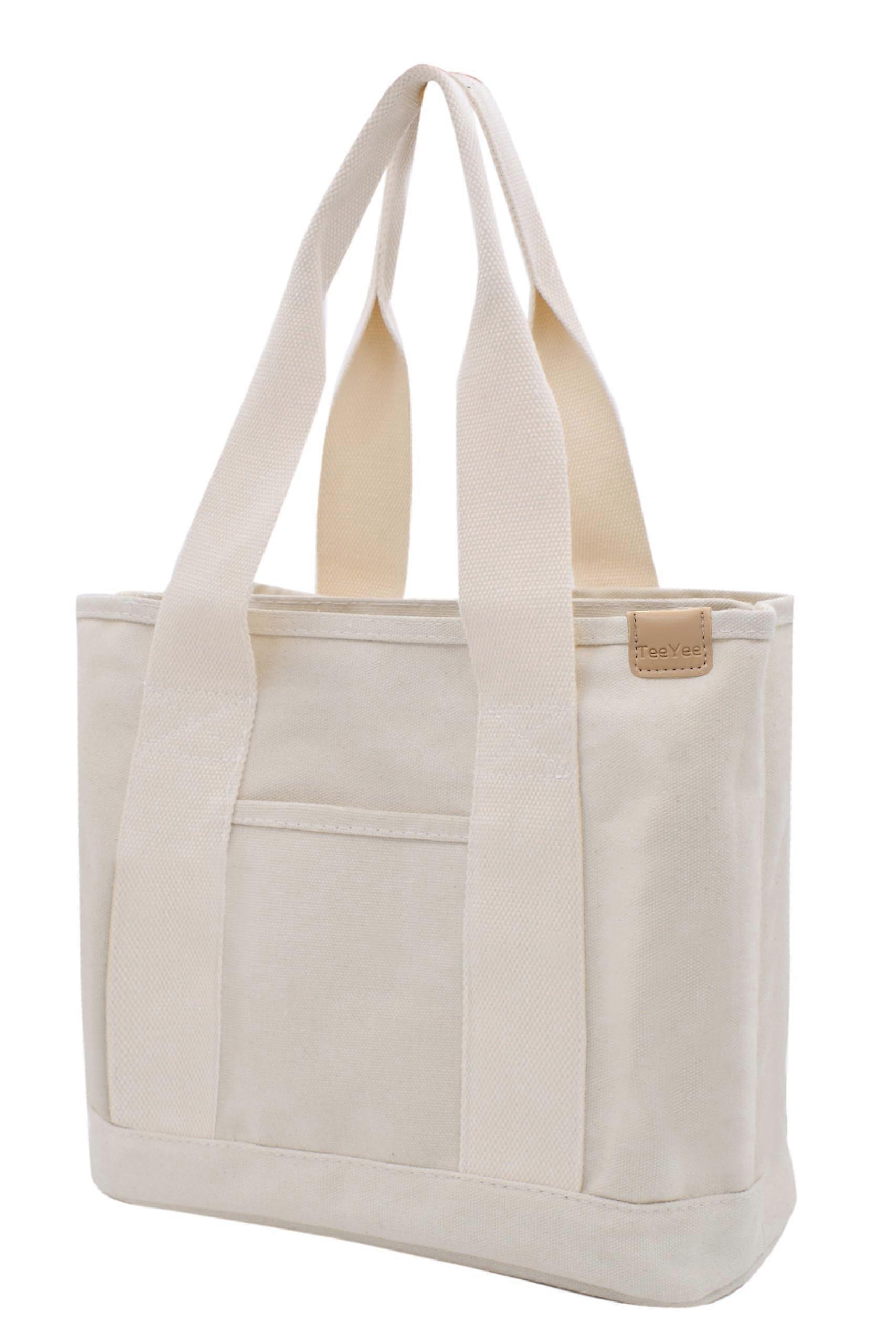 Canvas Tote Bag Casual Multi pockets Handbags Shopping Shoulder Bag with Pocket Bags Work Purses