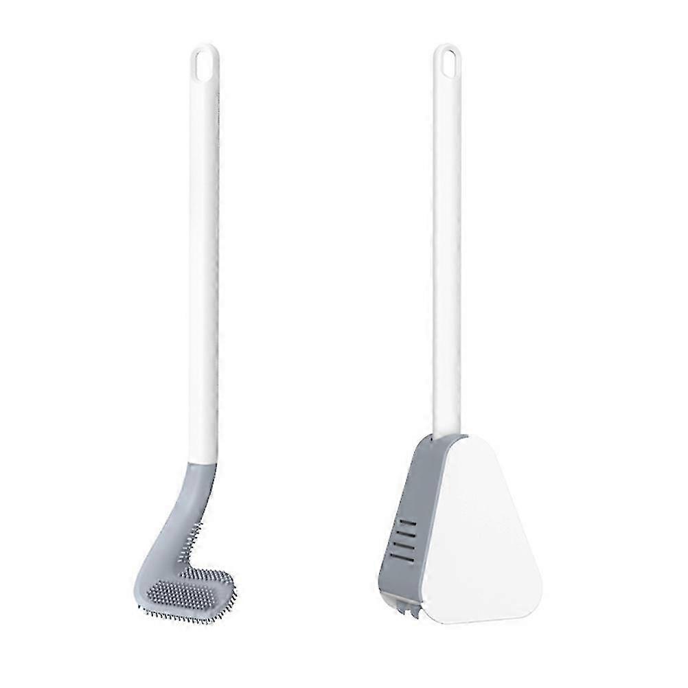 2db hosszú nyelű WC tisztító kefe, ívelt kivitel, 41,5x10cm, fehér