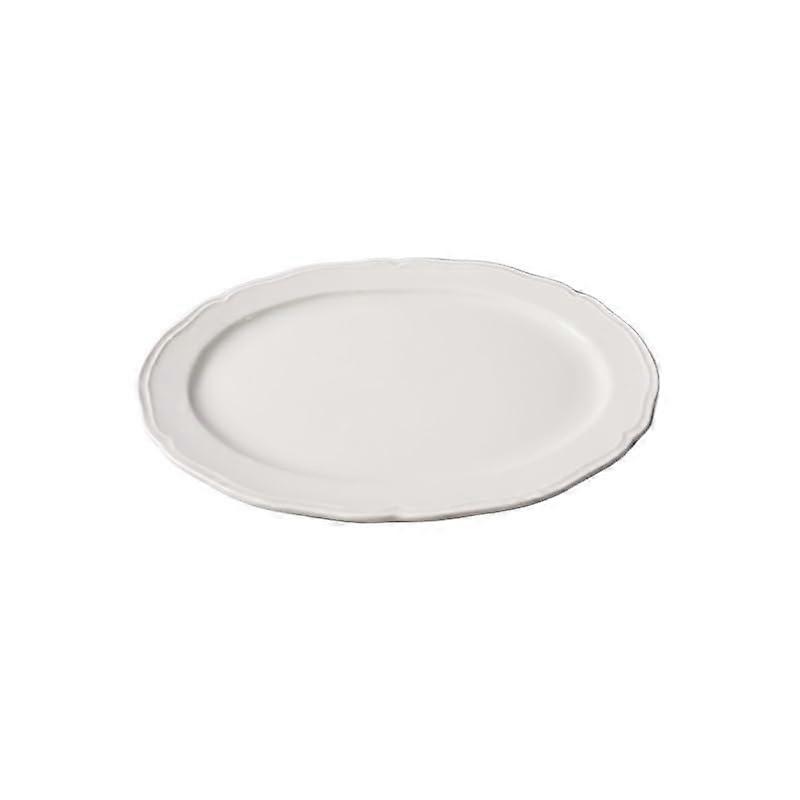 Dinner Plate, Large Oval White Ceramic Tableware for Lobster, Fish, and Salad - Western Restaurant Style