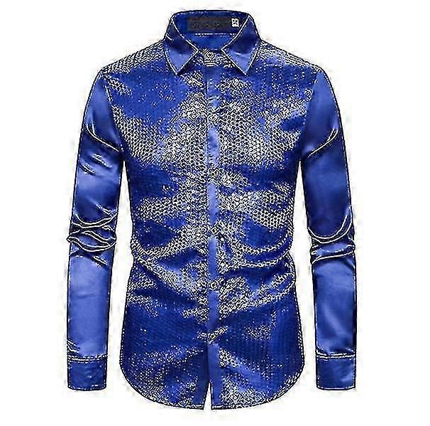 Long-Sleeve Sequin Button-Down Mens Shirt