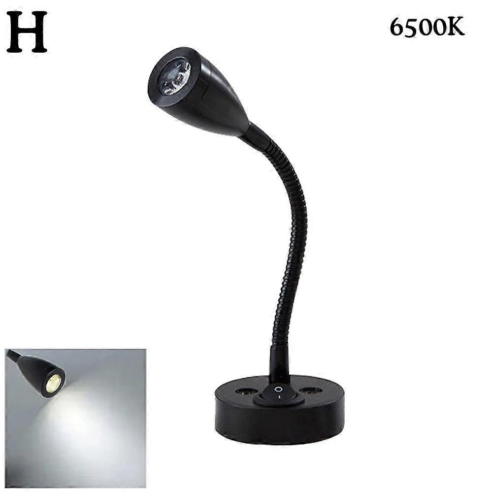 Black 6500K 12V 24V LED RV Reading Light USB Output 1W 3W Flexible Hose Spotlight Surface Mount