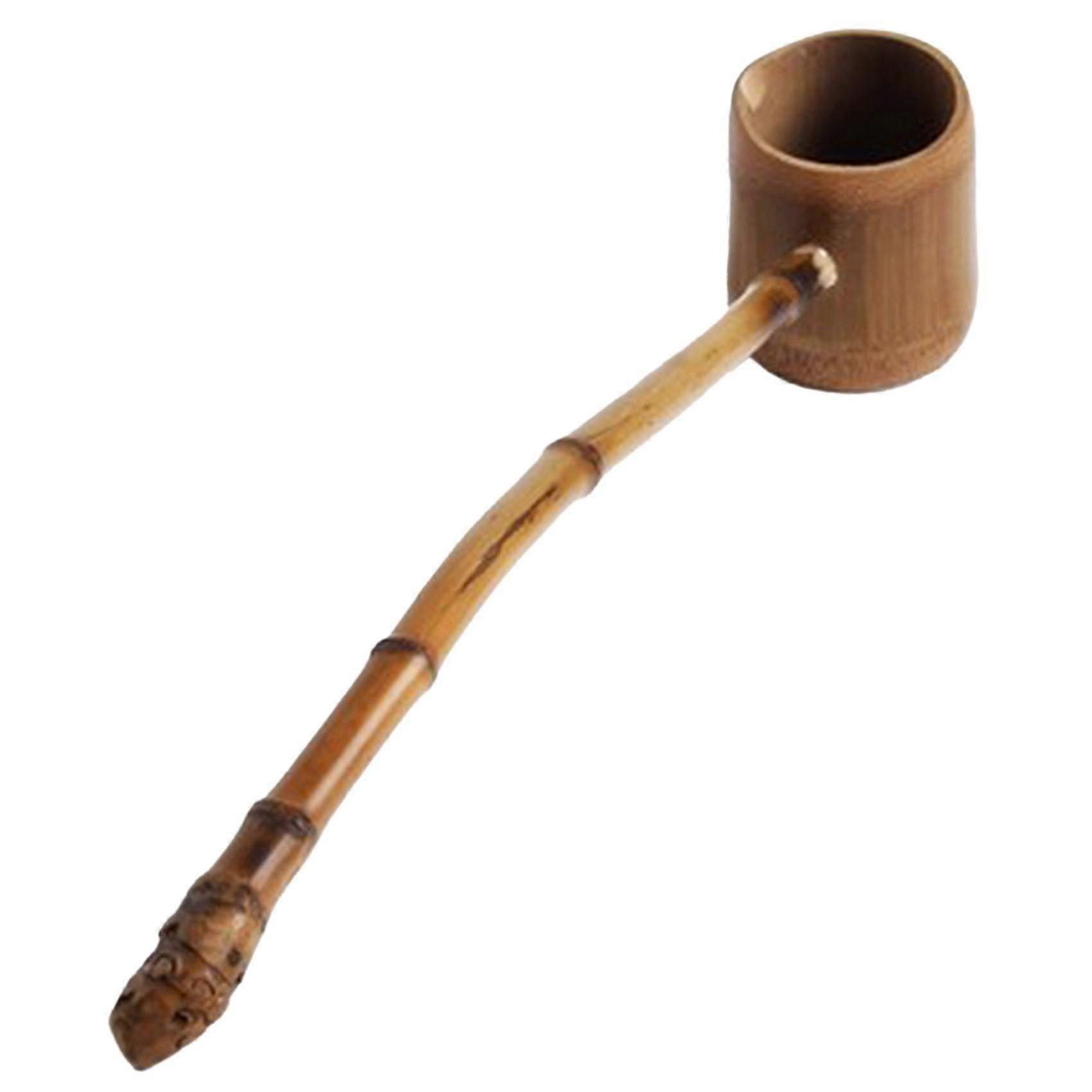 Bambu Uzun Saplı Su Kepçe Banyo Kepçe Kepçe Bahçe Çay Töreni Banyo, 5 x 7 x 38 cm