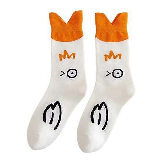 Yousheng 1 Pair Couple Winter Cartoon Socks Goose Duck Printing Mid-tube High Elasticity Wrapping Anti-slip Socks Comfort Warmth Sleeping Socks