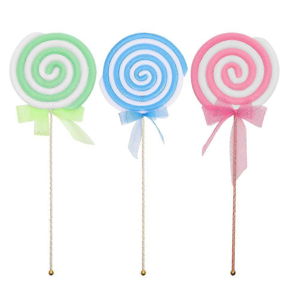 3pcs Simulated Lollipop Giant Lollipop Prop Large Simulation Lollipop Props Candy Ornaments