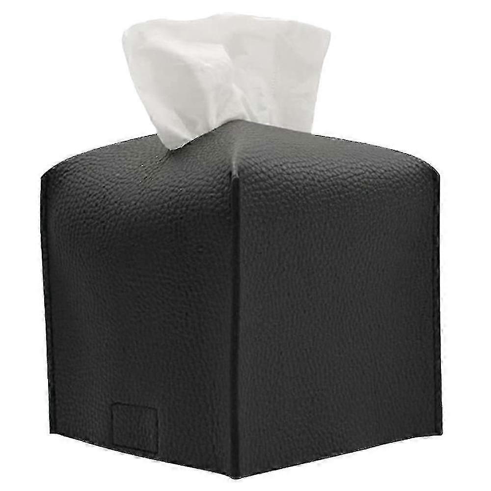Durable PU Leather Square Tissue Box Cover with Secure Bottom Belt,Ideal for Home or Office Decoration and Organization