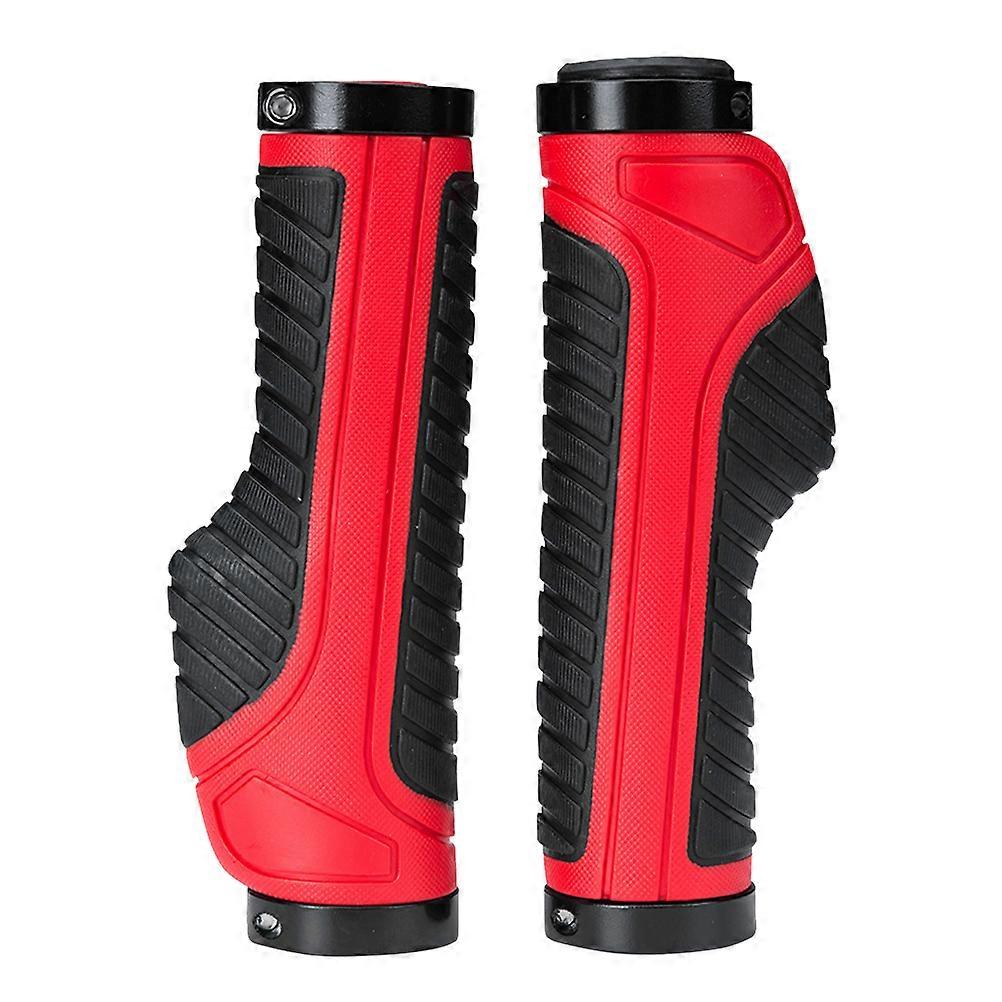 Rubber Grip Handlebar Grips For Cycling Rainy Weather 2pcs Black and Red