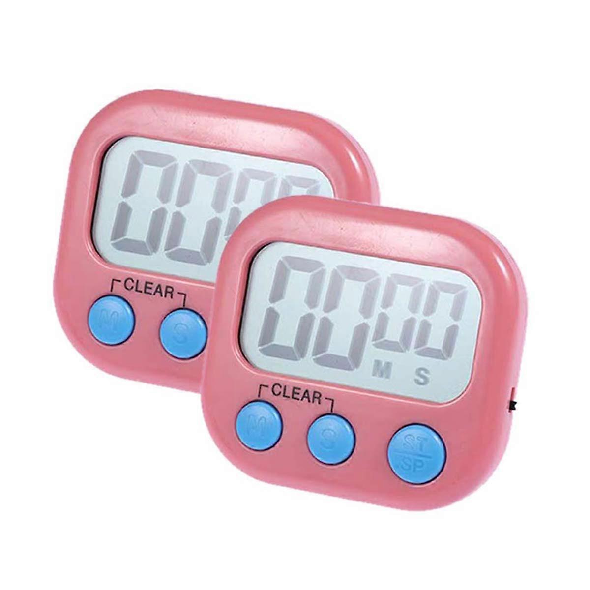 Magnetic Ultra Thin Digital Countdown Clock Kitchen Timer Loud Alarm for Cooking and Baking Pink 2Pcs