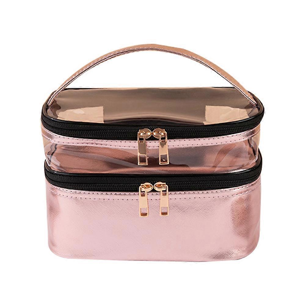 Pink Transparent PVC Makeup Bag for Storage Convenient Travel Organizer with Multifunction 1Pc