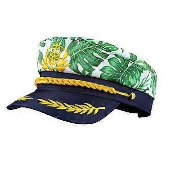 Captain Hat Men Pirate Captain Hat Navy Blue Cloth Material Wide Brim for Costume Party Teens Adults 1Set