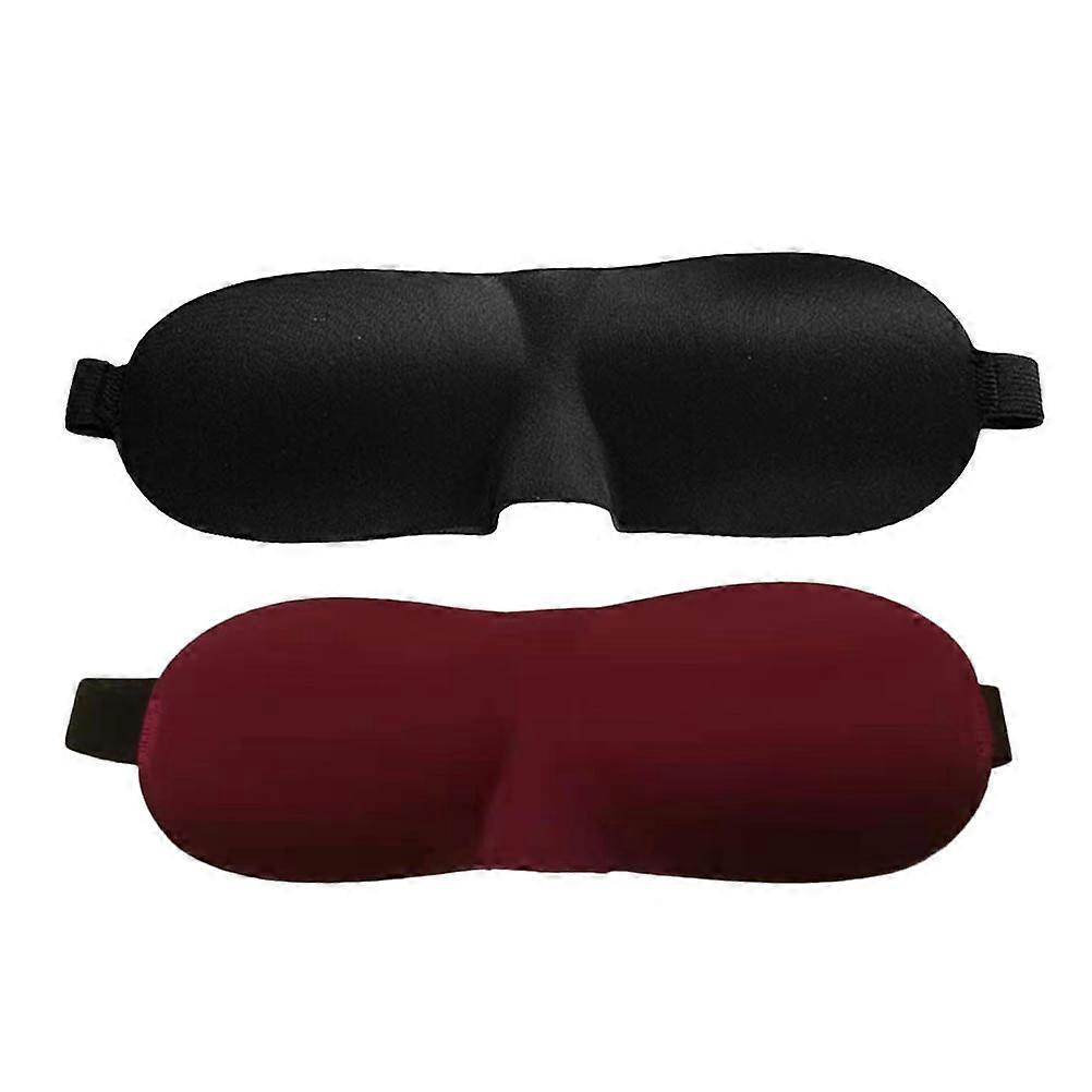 Eye Sleep Mask 2 Pcs 3D Contoured Shape Comfortable Design For Sleeping Travel Work Naps Black