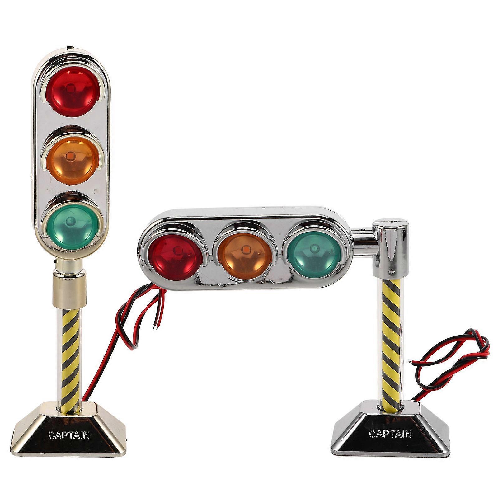 Traffic Light Lamp Mini Traffic Signal Light Interior Decorations Assorted Color Rectangular Modern Design Imitates Real Traffic Lights 2Pcs