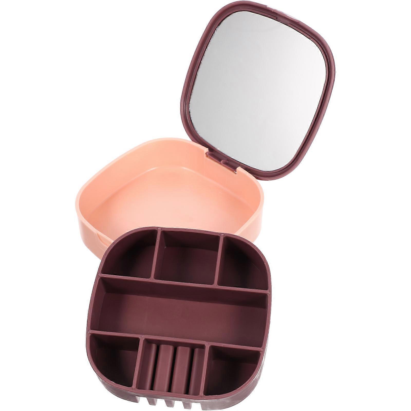Jewelry Storage Box with Mirror Portable Travel Organizer 10x10x3cm Minimalist Design 1Pack