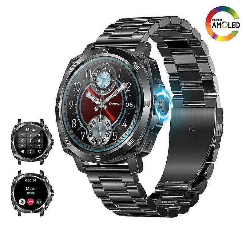 Chronus Smart Watch for Men Make Answer Calls 1.43" AMOLED Ultra HD Screen for Android iPhone Black