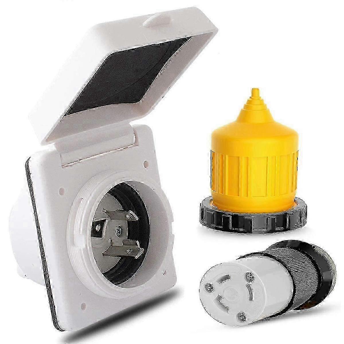 30AMP RV Shore Power Kit with Weatherproof Boot, NEMA L5-30P/R 125V Connector Inlet Outlet hwy