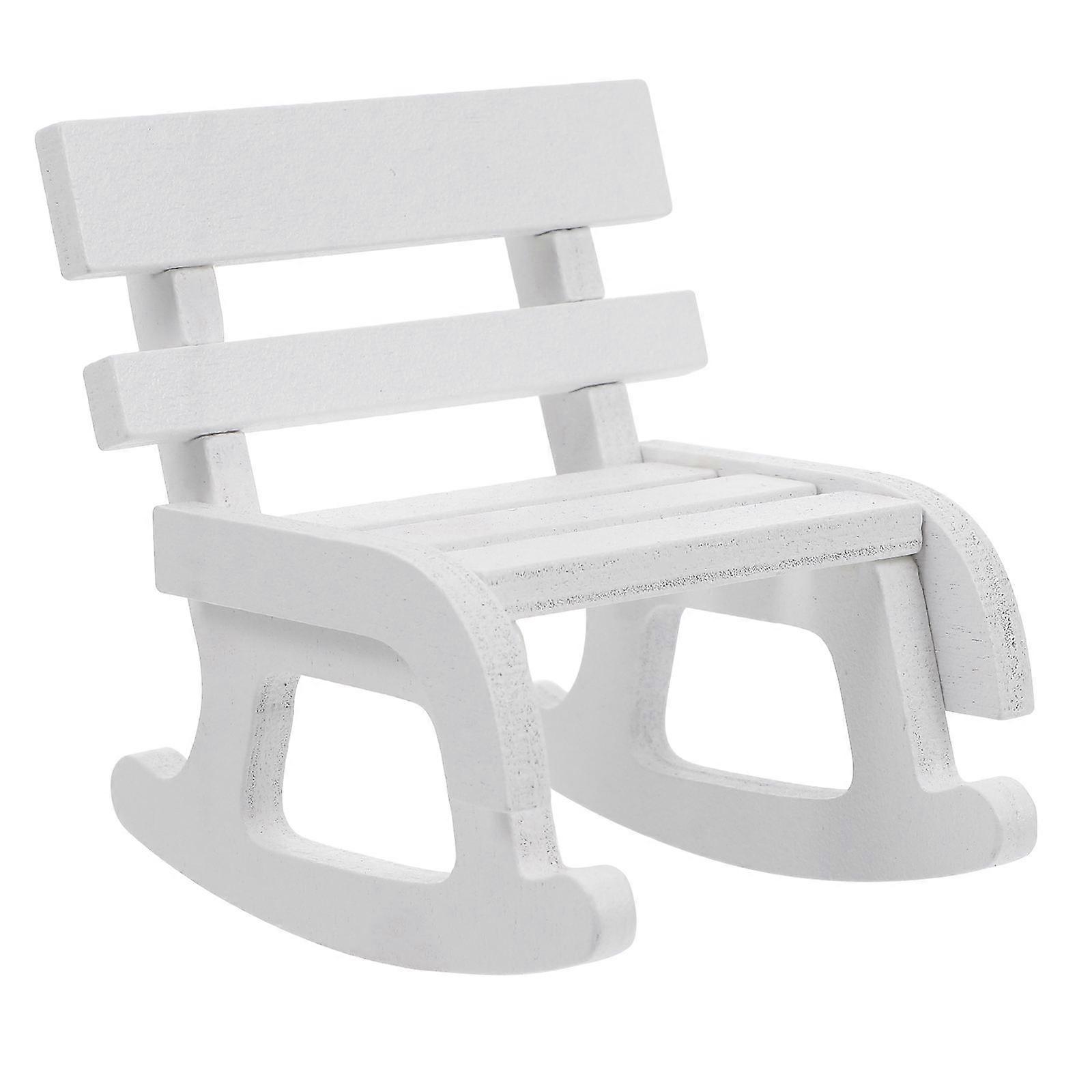 White Mini Rocking Chair Model Craft for Decoration Use with Smooth Finish and Timber Material 1pc