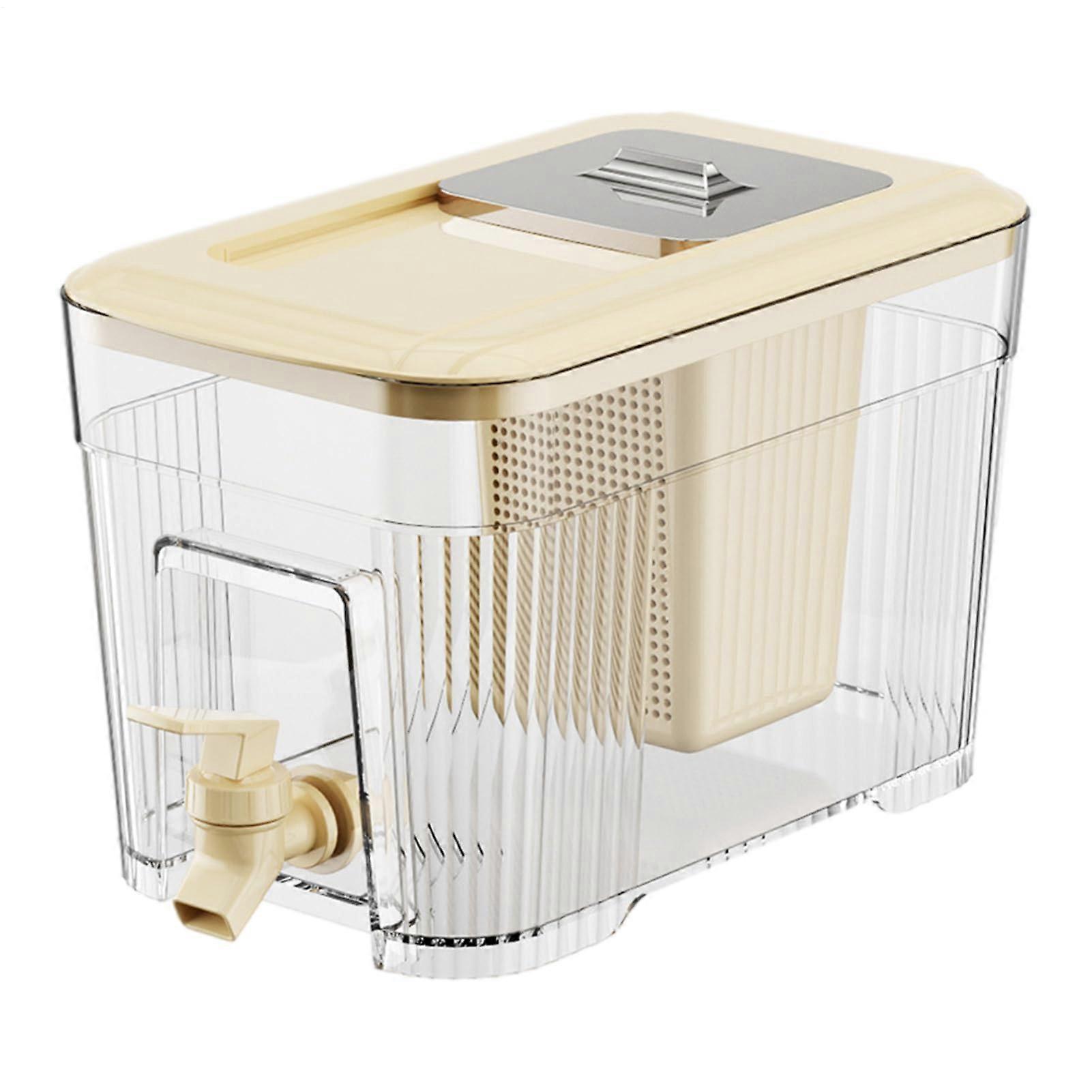 6L Kühlschrankspender Mit Zapfen - Lebensmittelqualität Getränkespender Für Wasser, Saft, Tee, Kaffee, Cremig Gelb