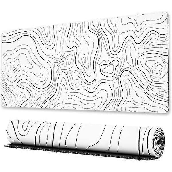 Large gaming mouse pad, topographic map design, white