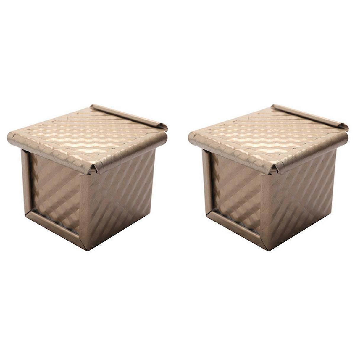 4PCS Square Loaf Pan with Lid Toast Mold Bread Pan Pullman Loaf Pan with Cover Non-Stick Mini Water-