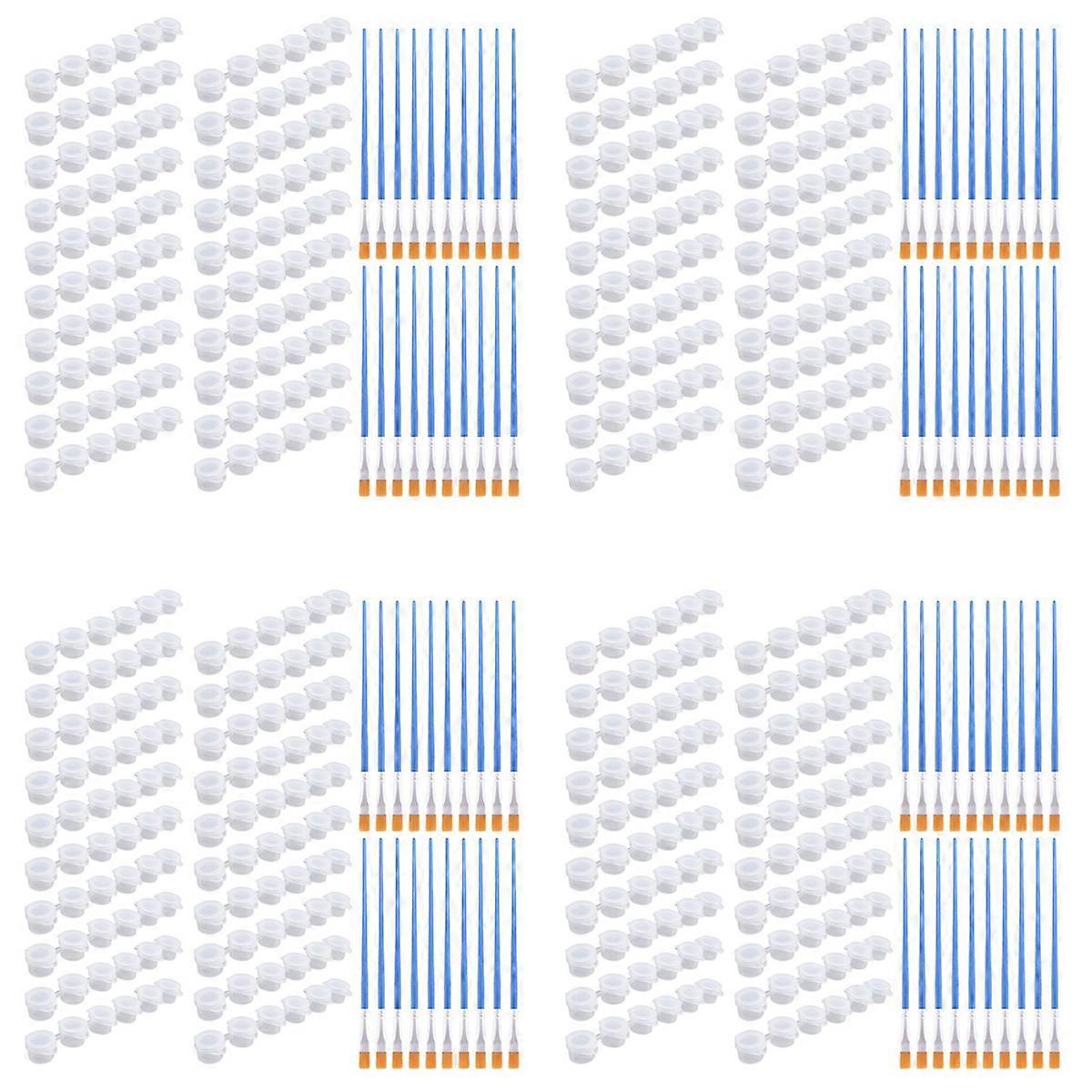 20Strips 120Pots Empty Paint Pots Clear Containers and 20Pcs Brushes