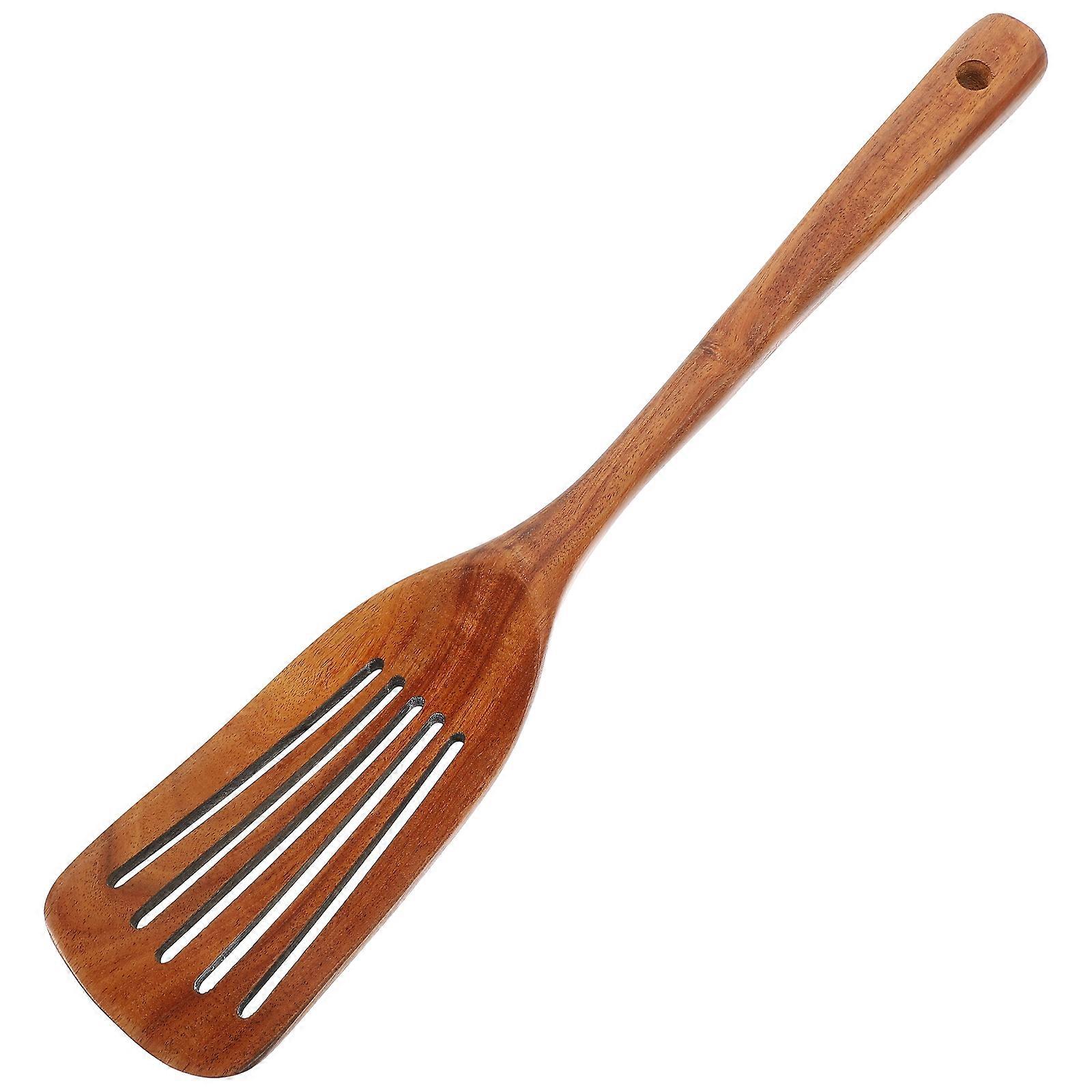 Portable Wood Spatulas Non-Stick Kitchen Utensil Anti-Odor Transfer Teak Wood 1Pack