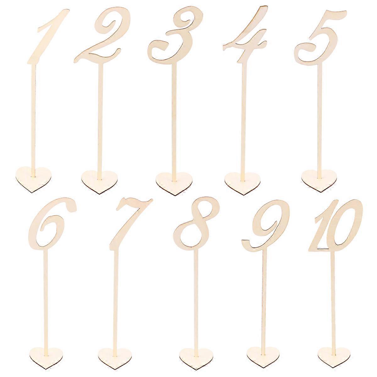 Wooden Table Numbers with Heart Base Rustic Place Card Holders for Wedding, Birthday and Reception Seating Decor