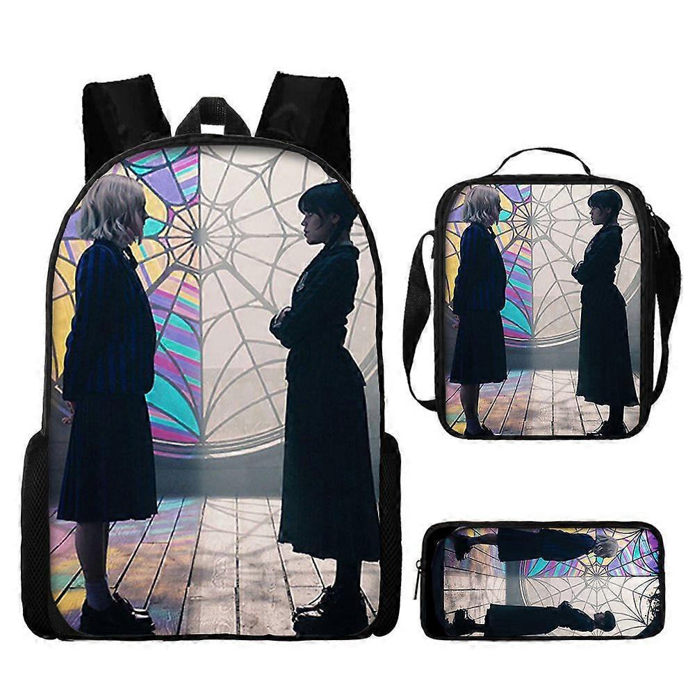 17-inch student backpack set 3D digital printing backpack three-piece set
