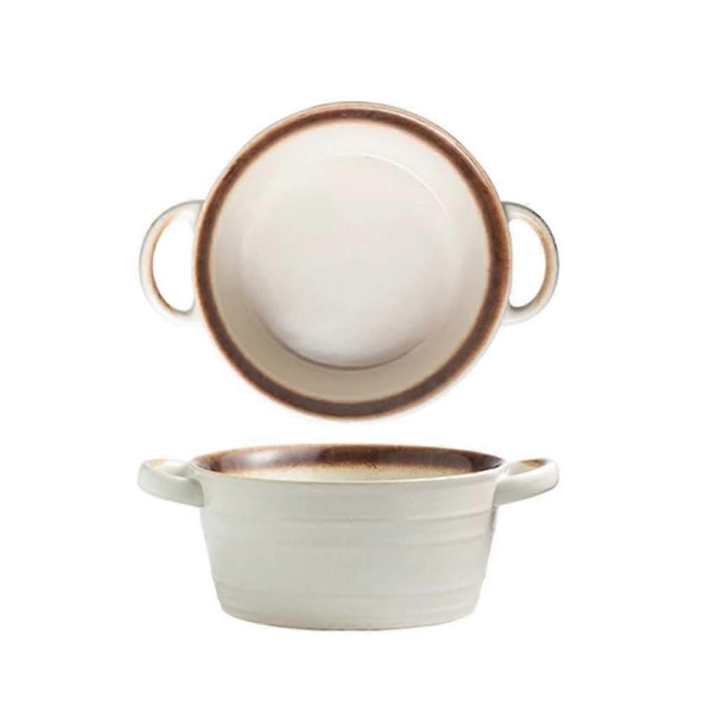 Soup Bowl Ceramic Double Ear Large Ramen Bowl And Stew Bowl For Household Kitchen