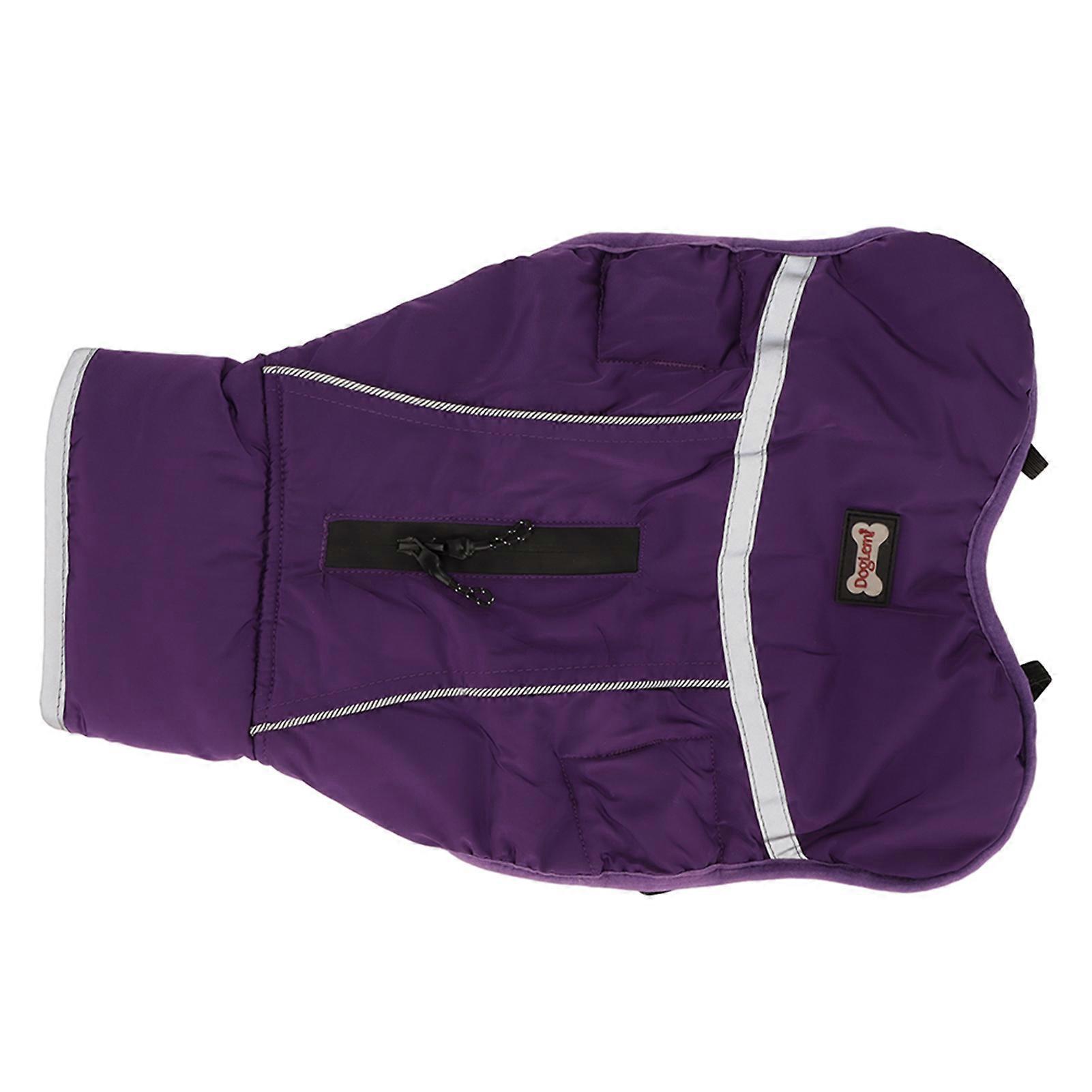 Dog Winter Coat Warm Reflective Waterproof Adjustable Soft Thick Padded Dog Jacket for Small Medium Large Pet Purple L