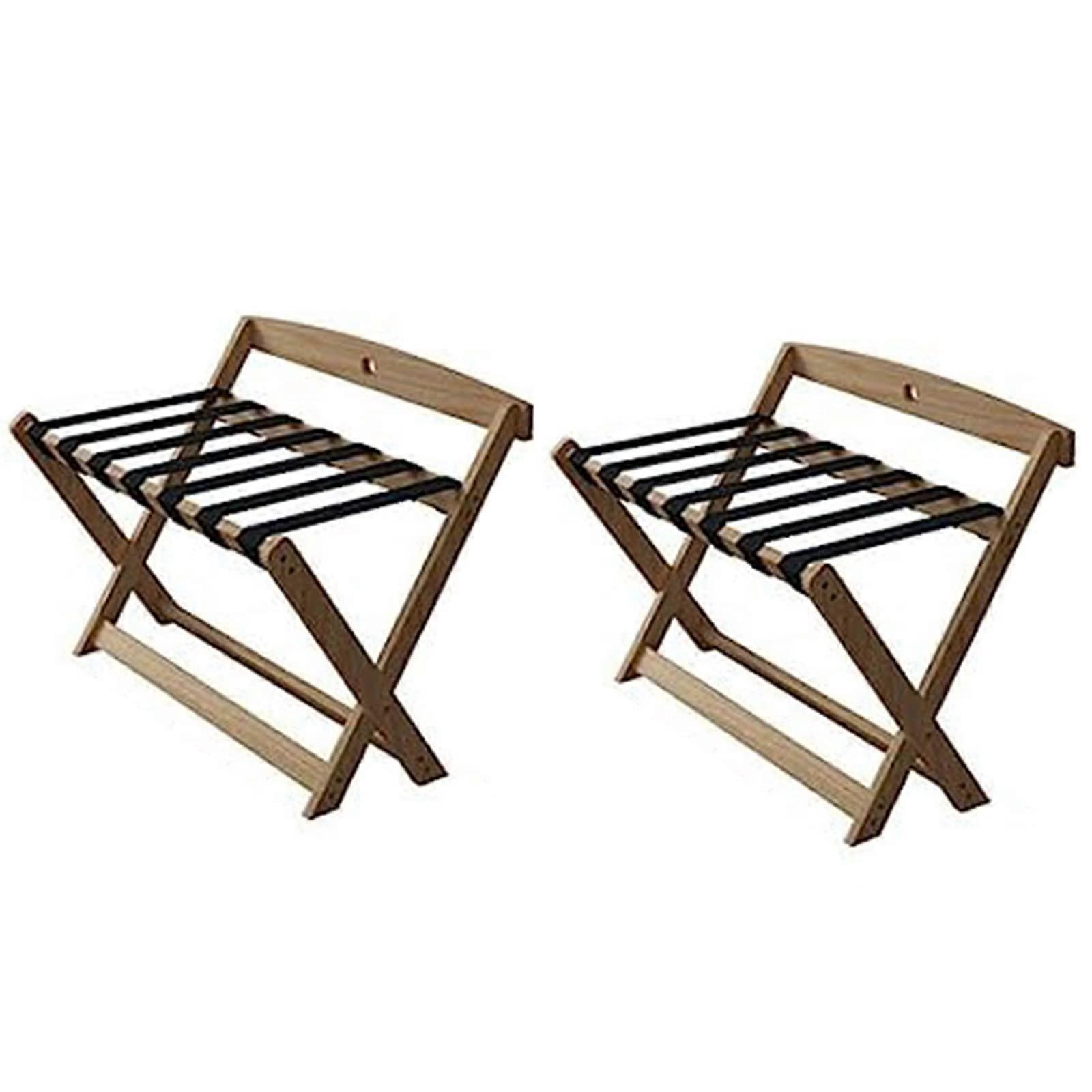 Wooden Suitcase Stand with Backrest for Hotel or Home