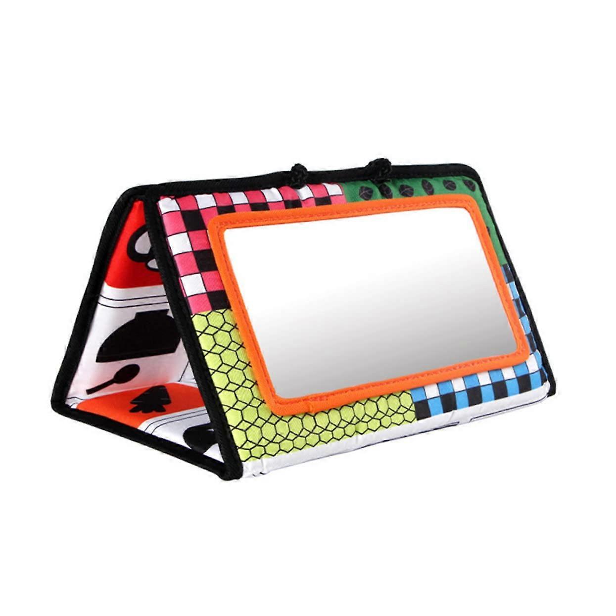 Funny Mirror Pendant Car Toy for Toddlers – Black and White Toy Tummy Time Mirror for Book Light Book Toy Folding Book with Mirror Polyester