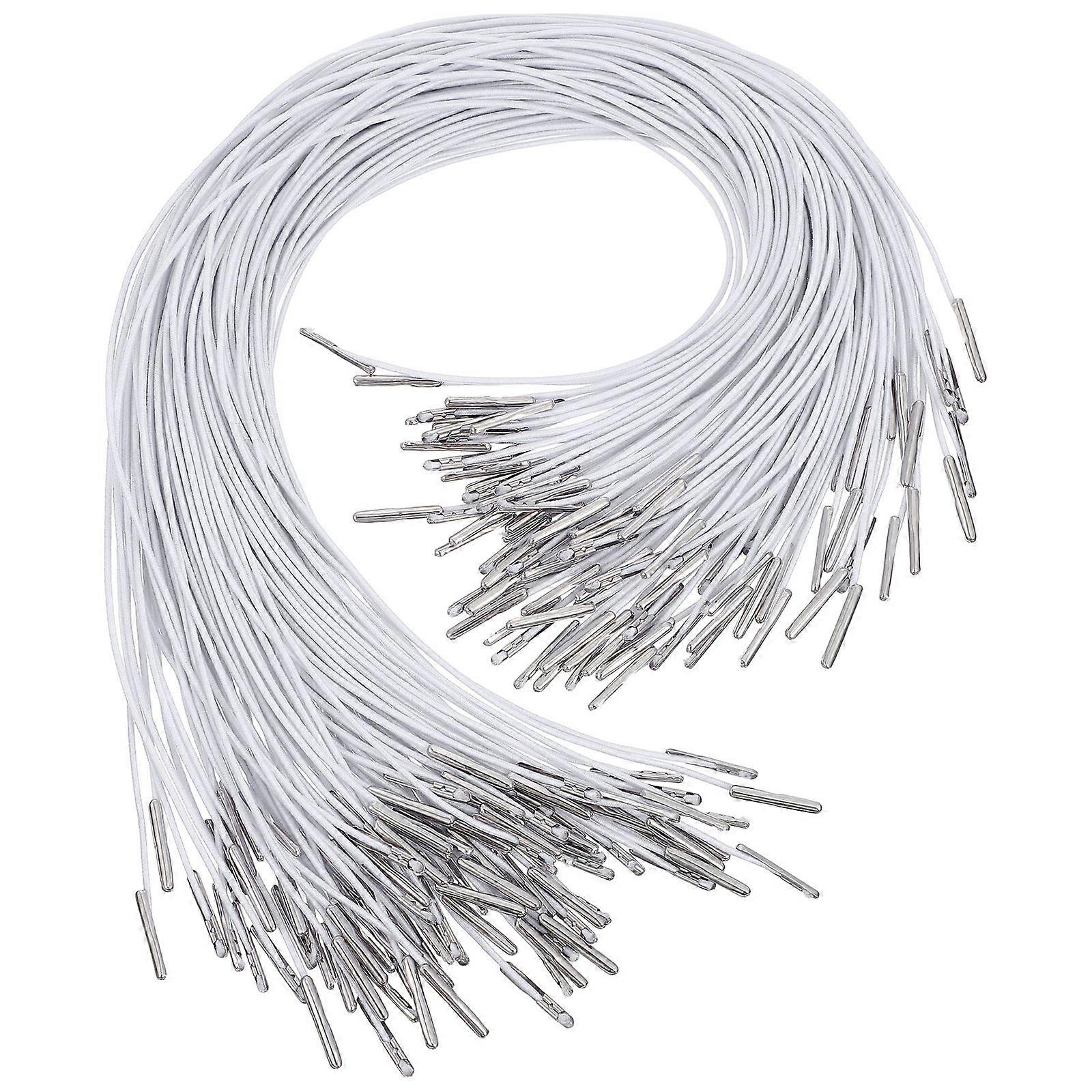 150pcs Elastic Cords: Stretch Loop Band Hat Chin Cord Strap Round String with Metal Ends Fastener Mask Lanyard Loop - for Mask Making Book Binding Han