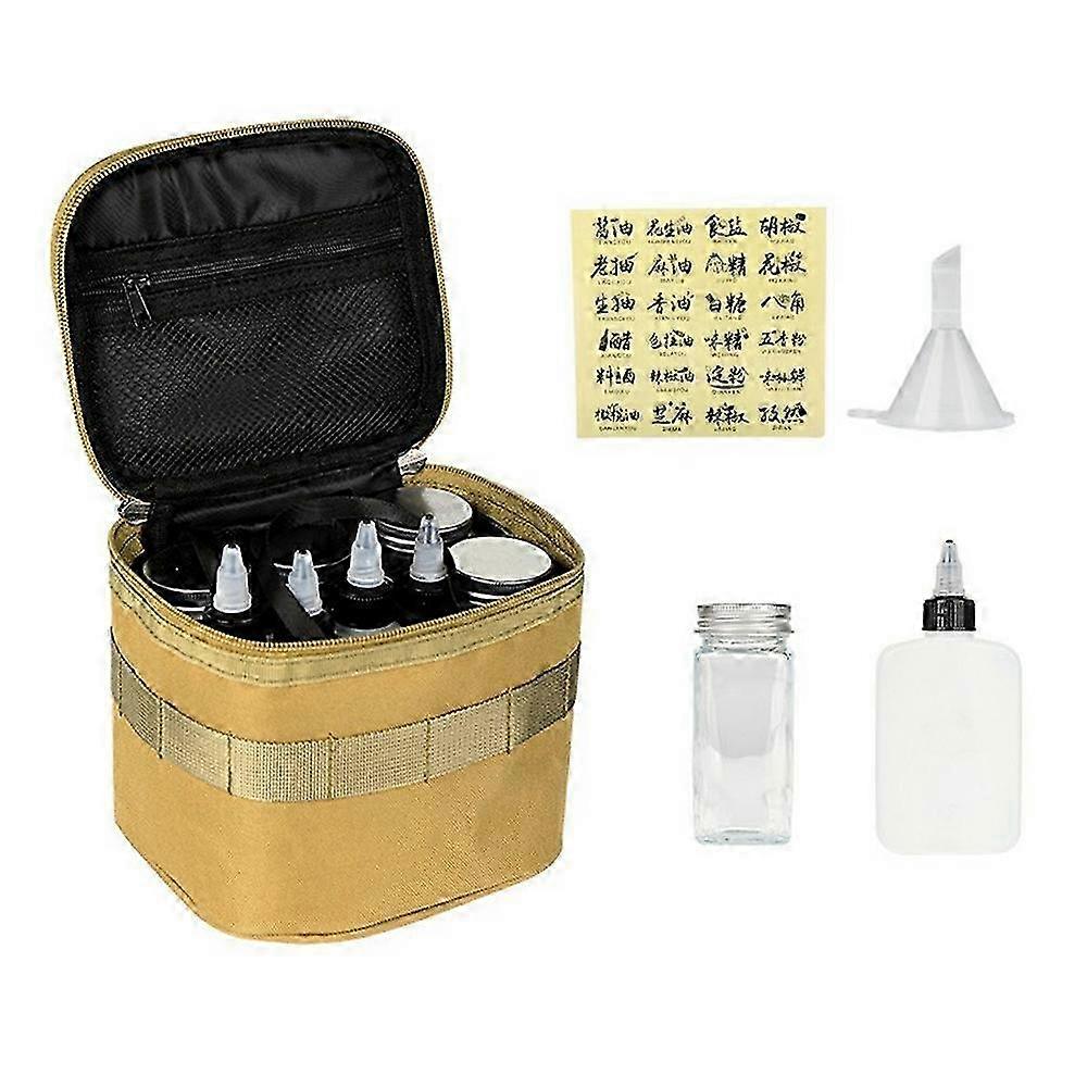 Outdoor Camping Picnic BBQ Spice Container Set with 4 Spice Bottles and 5 Liquid Bottles in Bag