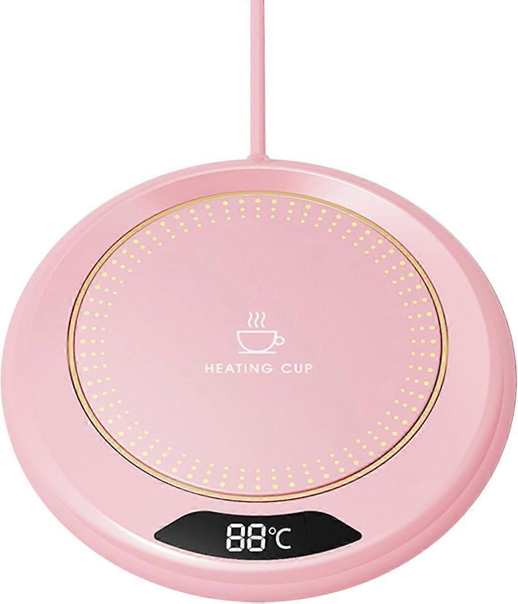 Mug Warmer with 3 Temperature Settings, USB Beverage Warming Plate with Auto-off, Portable Size (Pink)