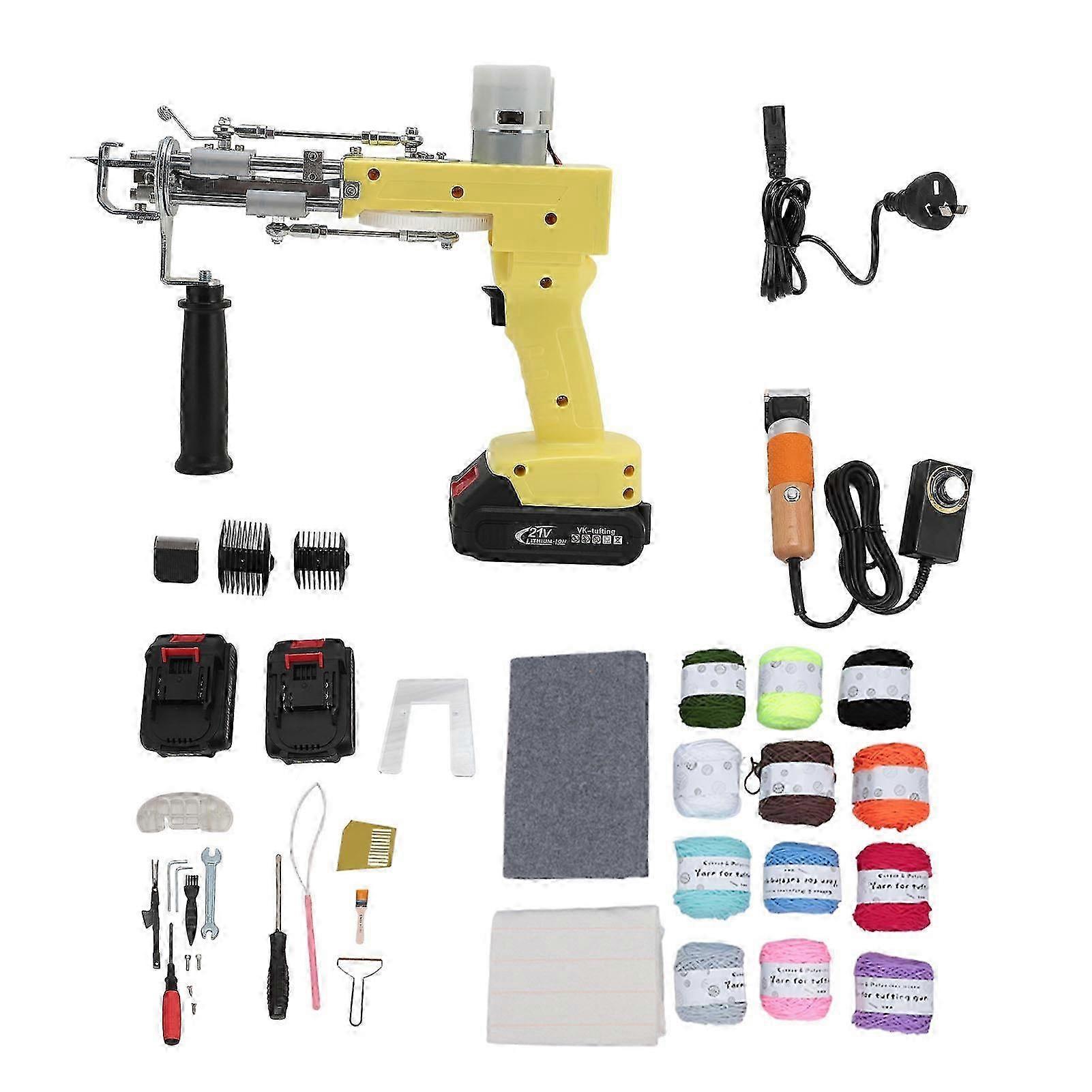 Tufting Gun Starter Kit 2 In 1 Cordless Cut Loop Pile With Tufting Shears Rug Making Set Yellow Au Plug 100240v